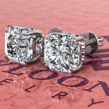 Load image into Gallery viewer, 2.5 CT x2 Square Radiant Cut Stud D Color Basket Moissanite Earrings