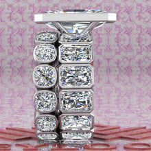 Load image into Gallery viewer, 23.5 CTW Elongated Radiant Cut Two-Piece Bridal D Color Bezel Moissanite Set