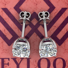 Load image into Gallery viewer, 5.5 CT x2 Medium Cushion Cut Stud D Color Basket Moissanite Earrings