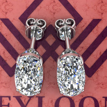 Load image into Gallery viewer, 7 CT x2 Elongated Cushion Cut Stud Basket Moissanite Earring