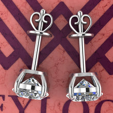 Load image into Gallery viewer, 2.5 CT x2 Fat Oval Cut Stud D Color Basket Moissanite Earrings