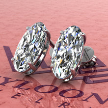 Load image into Gallery viewer, 6 CT x2 Elongated Oval Cut Stud D Color Basket Moissanite Earrings
