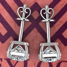 Load image into Gallery viewer, 2.5 CT x2 Square Radiant Cut Stud D Color Basket Moissanite Earrings