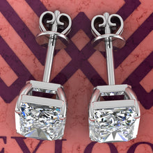 Load image into Gallery viewer, 5.5 CT x2 Medium Radiant Cut Stud D Color Basket Moissanite Earrings