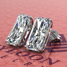 Load image into Gallery viewer, 9 CT x2 Elongated Radiant Cut Stud D Color Basket Moissanite Earrings