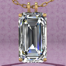 Load image into Gallery viewer, 12 CT Elongated Emerald Cut Solitaire Basket Moissanite Necklace D Color