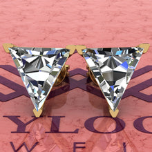 Load image into Gallery viewer, 4 CT x2 Triangle Cut Stud D Color Basket Moissanite Earrings