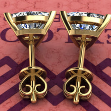 Load image into Gallery viewer, 4 CT x2 Trilliant Cut Heart Prong Stud D Color Basket Moissanite Earrings