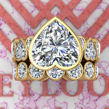 Load image into Gallery viewer, 15.4 CTW Heart Cut Two-Piece Bridal D Color Bezel Moissanite Set