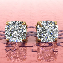 Load image into Gallery viewer, 2.5 CT x2 Square Cushion Cut Stud D Color Basket Moissanite Earrings