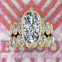 Load image into Gallery viewer, 25.15 CTW Elongated Cushion Cut Two-Piece Bridal D Color Bezel Moissanite Set