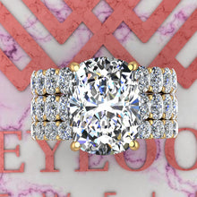Load image into Gallery viewer, 13.7 CTW Medium Cushion Cut Three-Piece Bridal D Color Basket Moissanite Set