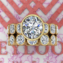 Load image into Gallery viewer, 11 CTW Fat Oval Cut Two-Piece Bridal D Color Bezel Moissanite Set
