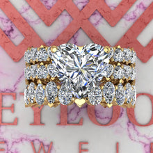 Load image into Gallery viewer, 10 CTW Heart Cut Three-Piece Bridal D Color Basket Moissanite Set