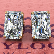Load image into Gallery viewer, 5.5 CT x2 Medium Radiant Cut Stud D Color Basket Moissanite Earrings