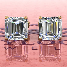 Load image into Gallery viewer, 2.5 CT x2 Asscher Cut Stud D Color Basket Moissanite Earrings