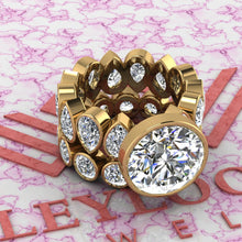 Load image into Gallery viewer, 15.4 CTW Round Cut Two-Piece Bridal D Color Bezel Moissanite Set