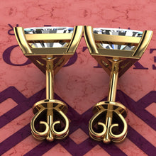 Load image into Gallery viewer, 4 CT x2 Triangle Cut Stud D Color Basket Moissanite Earrings