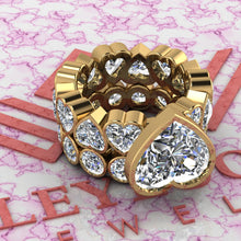 Load image into Gallery viewer, 15.4 CTW Heart Cut Two-Piece Bridal D Color Bezel Moissanite Set