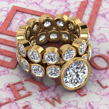 Load image into Gallery viewer, 11 CTW Fat Oval Cut Two-Piece Bridal D Color Bezel Moissanite Set