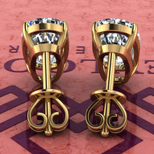 Load image into Gallery viewer, 7 CT x2 Elongated Cushion Cut Stud Basket Moissanite Earring