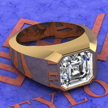 Load image into Gallery viewer, 3.5 CT Ascher Cut Bazel Man's Moissanite Engagement Ring D Color Active