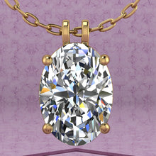 Load image into Gallery viewer, 8 CT Medium Oval Cut Solitaire Basket Moissanite Necklace D Color