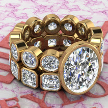 Load image into Gallery viewer, 12 CTW Medium Oval Cut Two-Piece Bridal D Color Bezel Moissanite Set