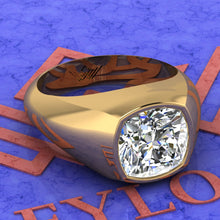 Load image into Gallery viewer, 3.5 CT Square Cushion Cut Man Engagement Ring D Color Bezel Moissanite Ring