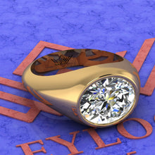Load image into Gallery viewer, 4.5 CT Fat Oval Cut Man Engagement Ring D Color Bezel Moissanite Ring
