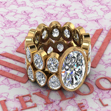 Load image into Gallery viewer, 21.2 CTW Elongated Oval Cut Two-Piece Bridal D Color Bezel Moissanite Set
