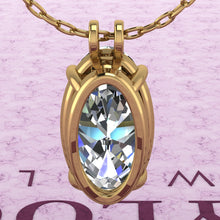 Load image into Gallery viewer, 12 CT Elongated Oval Cut Solitaire Basket Moissanite Necklace D Color
