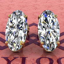 Load image into Gallery viewer, 6 CT x2 Elongated Oval Cut Stud D Color Basket Moissanite Earrings