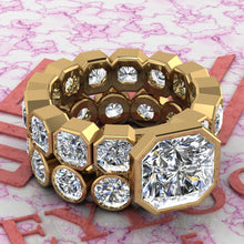 Load image into Gallery viewer, 11 CTW Square Radiant Cut Two-Piece Bridal D Color Bezel Moissanite Set