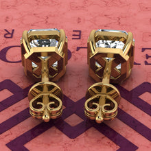 Load image into Gallery viewer, 2.5 CT x2 Square Radiant Cut Stud D Color Basket Moissanite Earrings