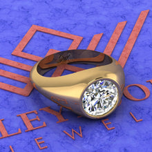 Load image into Gallery viewer, 3 CT Round Cut Bazel Man's Moissanite Engagement Ring D Color