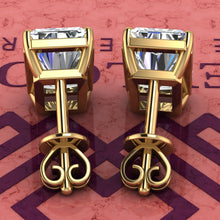 Load image into Gallery viewer, 5.5 CT x2 Medium Radiant Cut Stud D Color Basket Moissanite Earrings