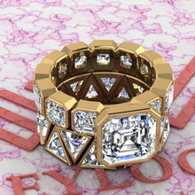 Load image into Gallery viewer, 15.7 CTW Asscher Cut Two-Piece Bridal D Color Bezel Moissanite Set