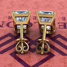 Load image into Gallery viewer, 9 CT x2 Elongated Radiant Cut Stud D Color Basket Moissanite Earrings