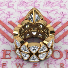 Load image into Gallery viewer, 18.5 CTW Trilliant Cut Two-Piece Bridal D Color Bezel Moissanite Set