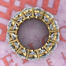 Load image into Gallery viewer, 26 CTW Medium Cushion Cut Eternity Bands D Color Basket Moissanite Ring