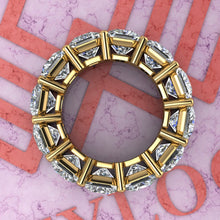Load image into Gallery viewer, 12 CTW Square Radiant Cut Eternity Bands D Color Basket Moissanite Ring