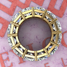 Load image into Gallery viewer, 24 CTW Medium Radiant Cut Eternity Bands D Color Basket Moissanite Ring