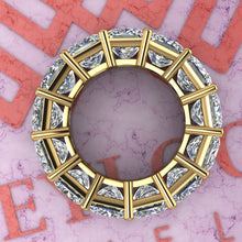 Load image into Gallery viewer, 19.5 CTW Princess Cut Eternity Bands D Color Basket Moissanite Ring