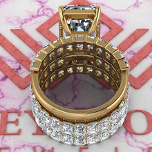 Load image into Gallery viewer, 20 CTW Elongated Emerald Cut Three-Piece Bridal D Color Basket Moissanite Set