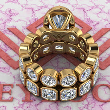 Load image into Gallery viewer, 12 CTW Medium Oval Cut Two-Piece Bridal D Color Bezel Moissanite Set