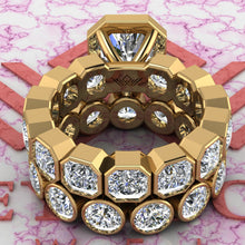 Load image into Gallery viewer, 11 CTW Square Radiant Cut Two-Piece Bridal D Color Bezel Moissanite Set