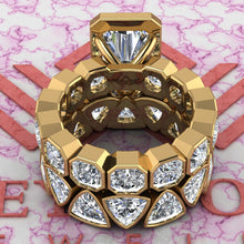 Load image into Gallery viewer, 16.45 CTW Medium Radiant Cut Two-Piece Bridal D Color Bezel Moissanite Set
