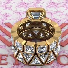Load image into Gallery viewer, 15.7 CTW Asscher Cut Two-Piece Bridal D Color Bezel Moissanite Set