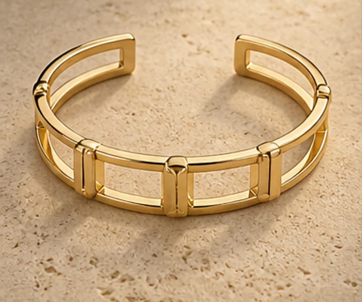 Illustrative architectural open cuff bracelet